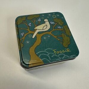 Fossil Vintage Truly Inspired Watch Tin Bird Tree Floral Collectible Storage Box